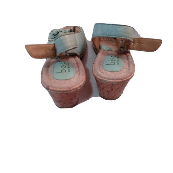 BOC Born Concept Womens Sz 9 Wedge Slingback Sandals Heels Green Flower C - Picture 5 of 8